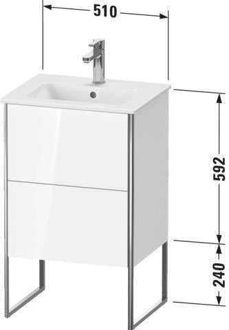 Duravit Waschtischunterbau XSquare Compact 592x510x418 mm weiß matt – 2 Auszüge, Fußgestell