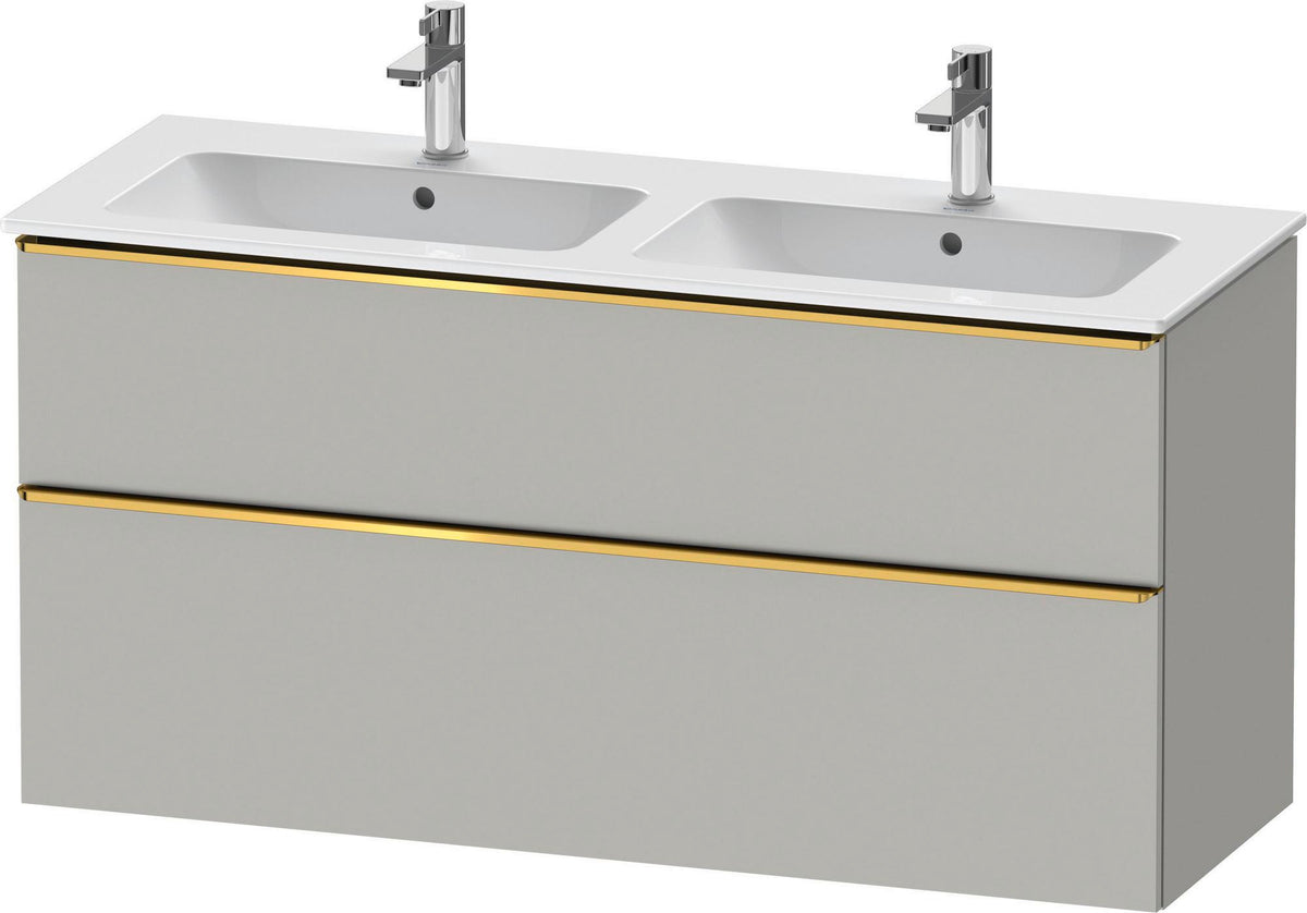 Duravit D-Neo Waschtischunterbau 1280 mm betongrau matt – wandhängend, 1 Auszug, Bronze Griff