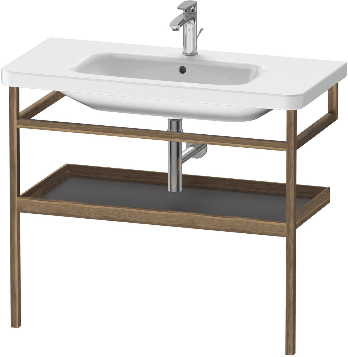 DURAVIT DuraStyle Möbel-Accessoire mit Ablage & Handtuchhalter 440x940x805 mm Weiß Matt/Eiche Massiv