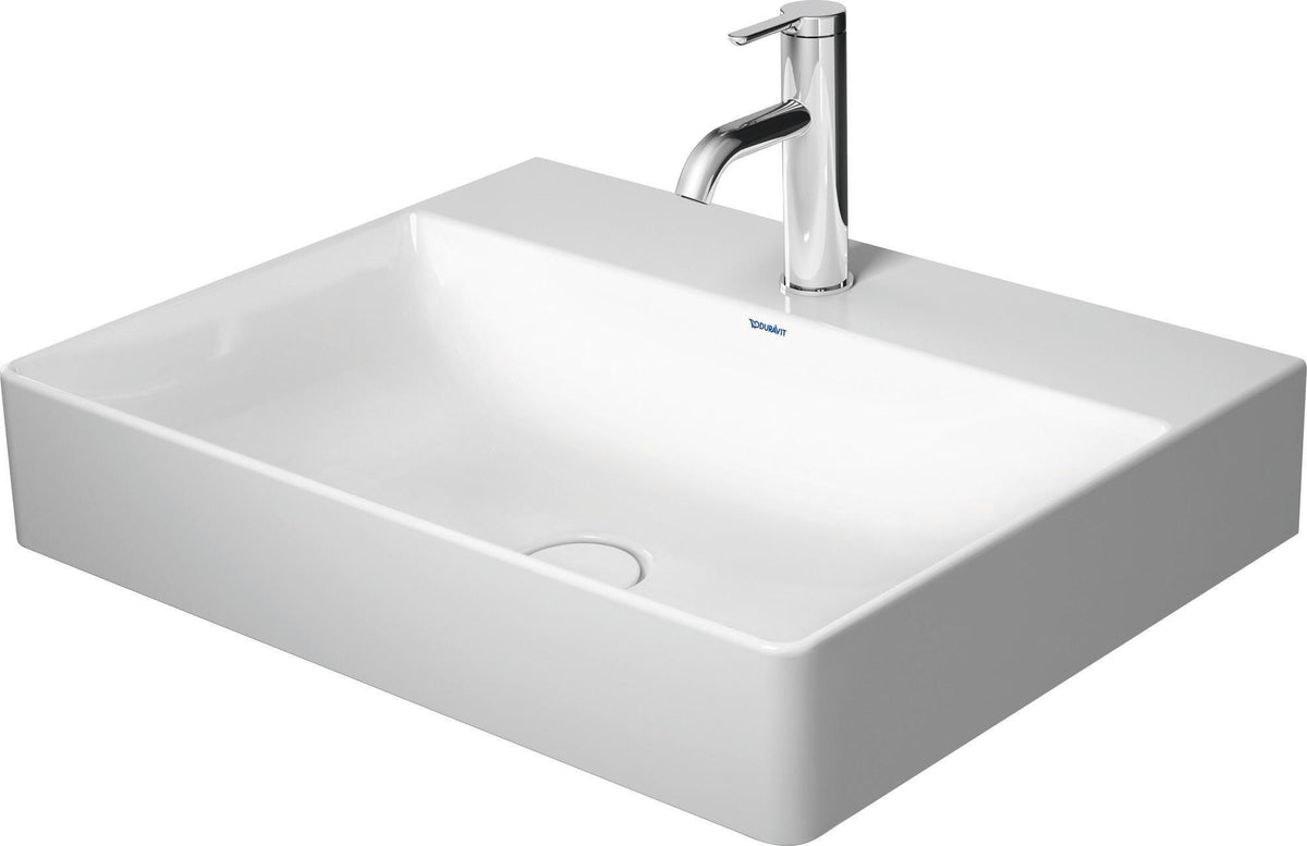DURAVIT DuraSquare Waschtisch 600 mm, ohne Überlauf, mit Hahnlochbank, weiß – rechteckiges Design