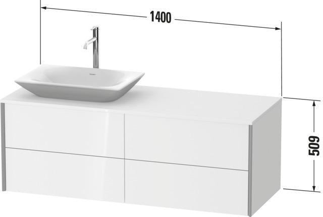 Duravit XVIU Waschtischunterbau 1400 mm Champagner Matt mit Konsolenplatte und 4 Schubkästen