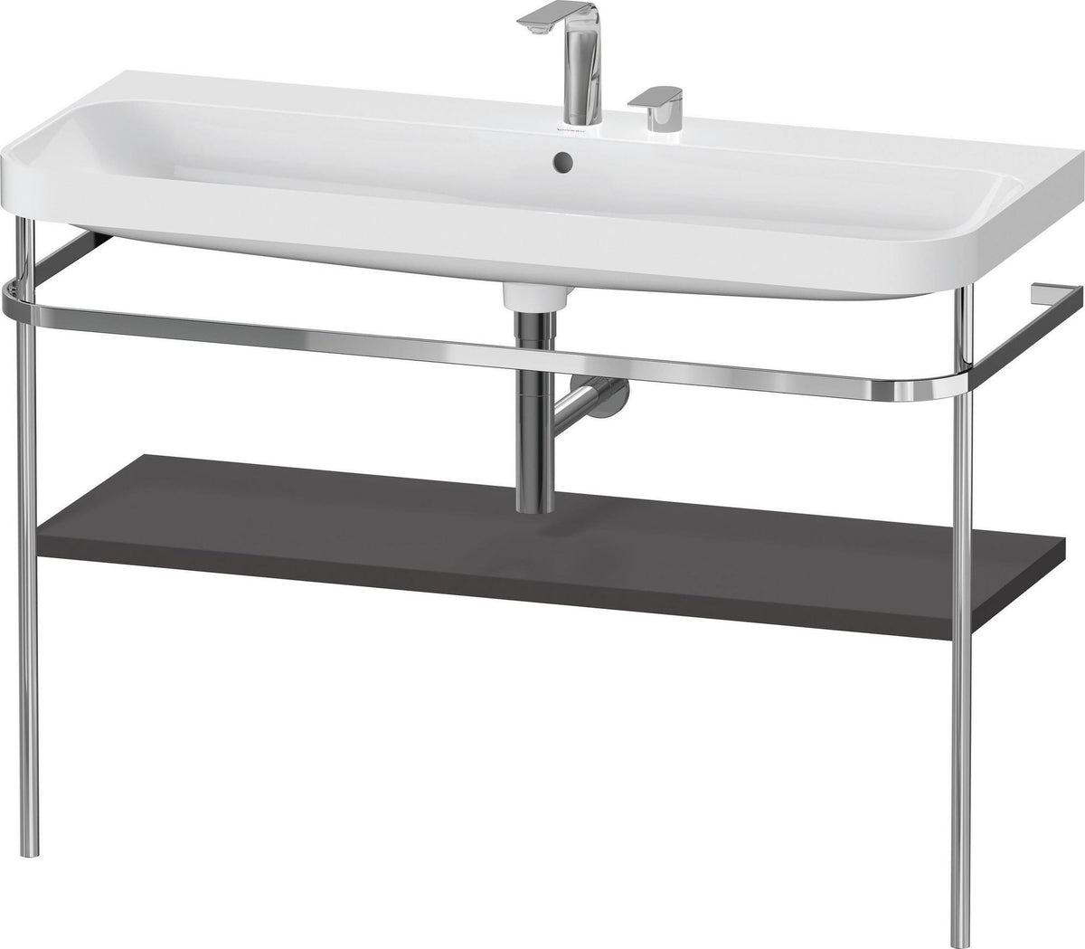Duravit Happy D.2 c-shaped Waschtischset 1175 mm mit Metallkonsole und Waschschüssel