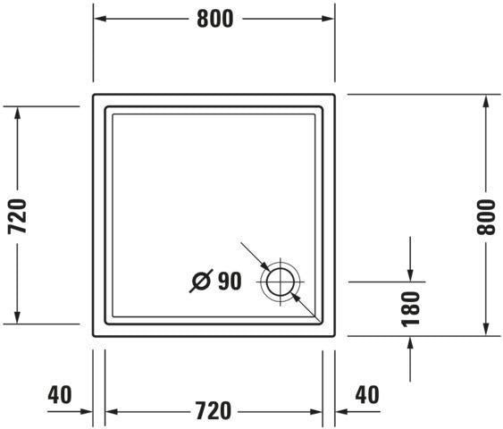 Duravit Starck Slimline Duschwanne 800x800x45 mm Weiß Sanitäracryl quadratisch