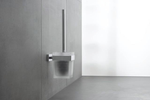 DURAVIT Karree Bürstengarnitur Chrom Wandhängend 95x95x350 mm – Weiß Matt Akzent