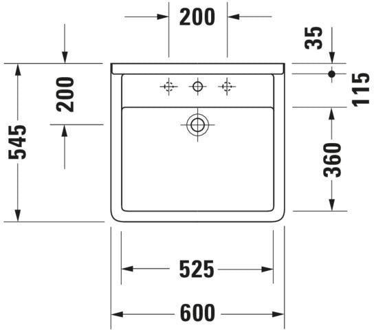 Duravit Waschtisch Starck 3 Vital 600 mm mit Überlauf und Hahnlochbank, weiß