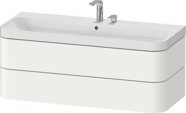 DURAVIT Waschtischset HAPPY D.2 PLUS 1175x490mm, ein Hahnloch, taupe supermatt – Wandhängend, 2 Schubkästen