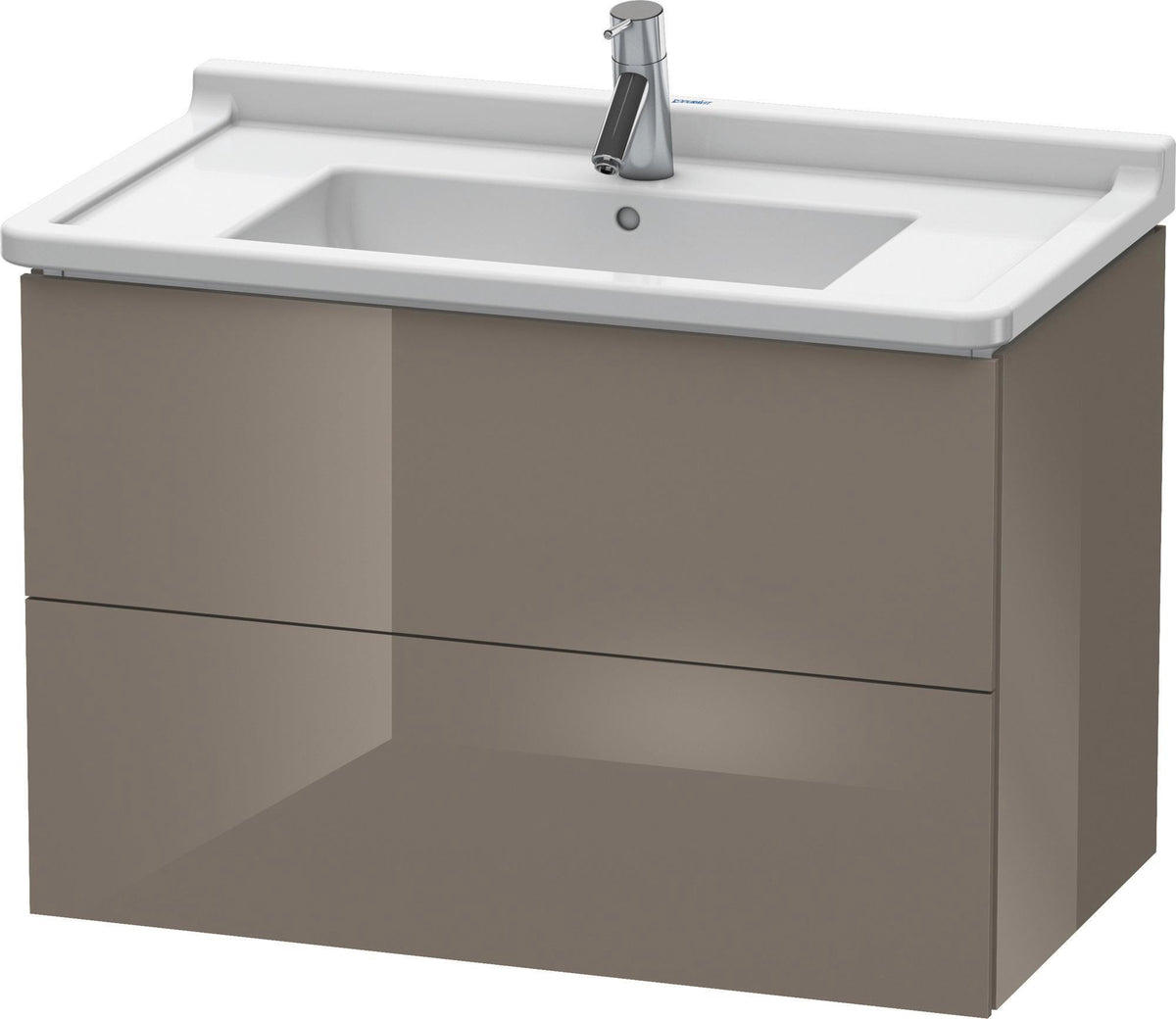 DURAVIT L-Cube Waschtischunterbau 820 mm taupe matt mit 2 Schubkästen und Tip-On-Technik