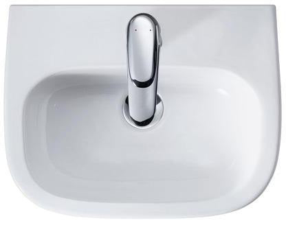 DURAVIT D-Code Handwaschbecken 450 mm mit Überlauf, 1 Hahnloch, weiß