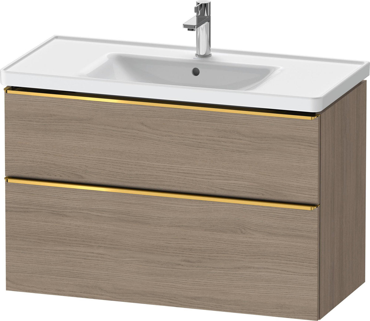 DURAVIT D-Neo Waschtischunterbau 984 mm Eiche Terra Matt – 1 Auszug, Soft-Close, wandhängend