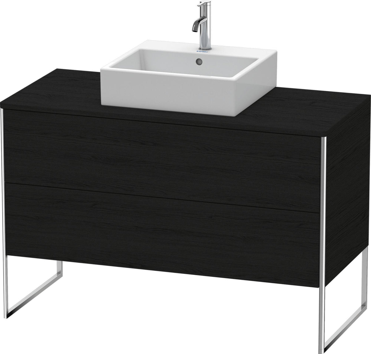 DURAVIT XSquare Konsolenwaschtischunterbau bodenstehend Eiche Schwarz 1200 mm mit 2 Schubkästen