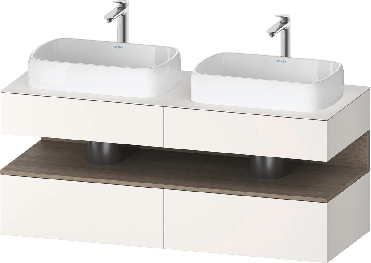 Duravit Qatego Konsolenwaschtischunterbau 1400 mm Basalt Matt mit 2 Auszügen und LED-Beleuchtung