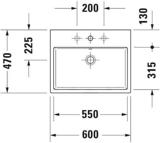 DURAVIT Vero Air Waschtisch 600 mm ohne Überlauf, mit Hahnlochbank, weiß