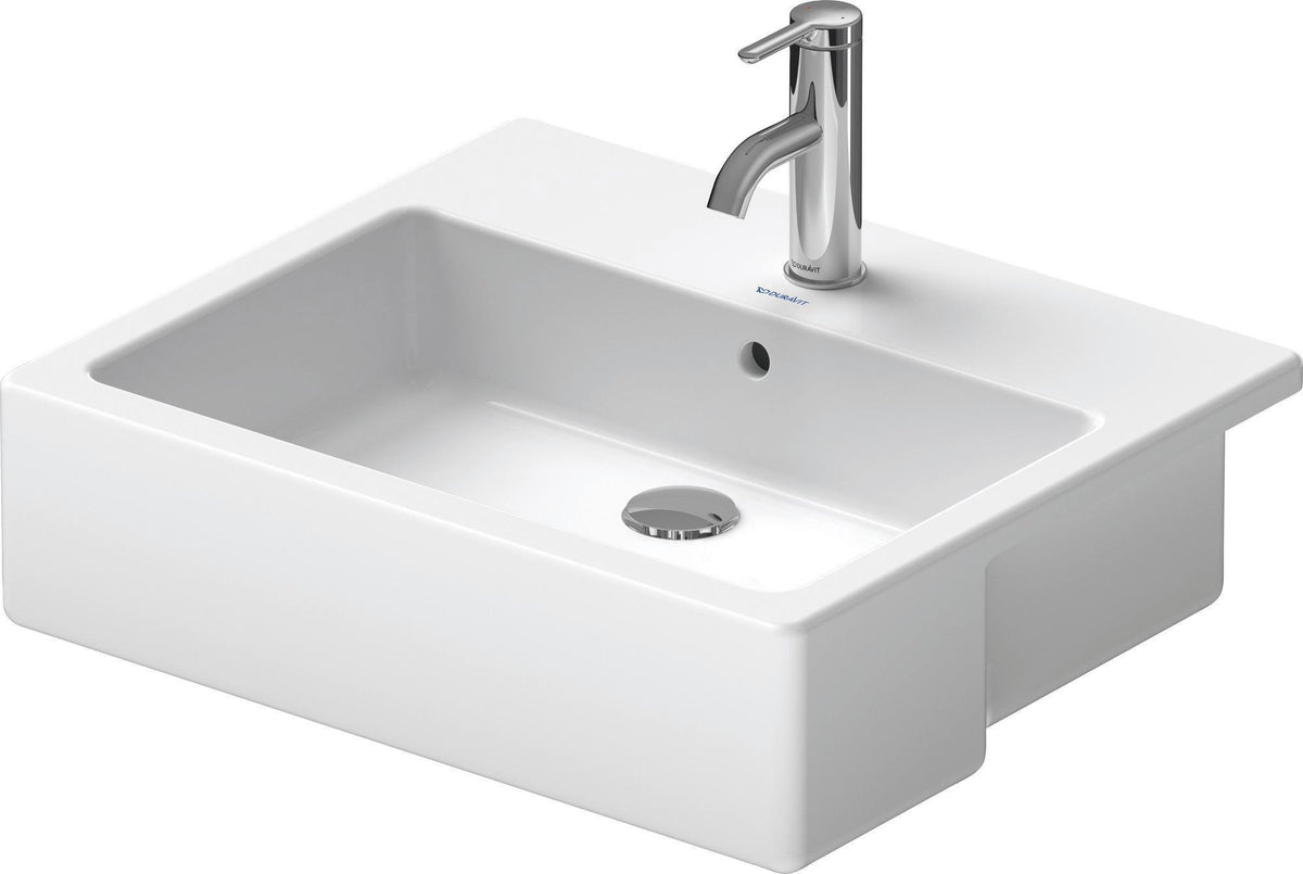 DURAVIT Halbeinbauwaschtisch Vero 550 mm mit Überlauf und Hahnlochbank, weiß