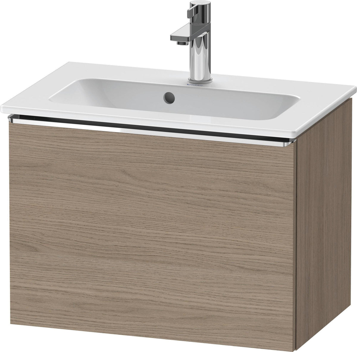 DURAVIT D-Neo Waschtischunterbau 610 mm Eiche Terra Matt mit Auszug und Chromgriff