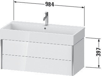 Duravit Waschtischunterbau XVIU 984x397x454 mm – 2 Schubkästen, Siphonausschnitt, Strukturmatte