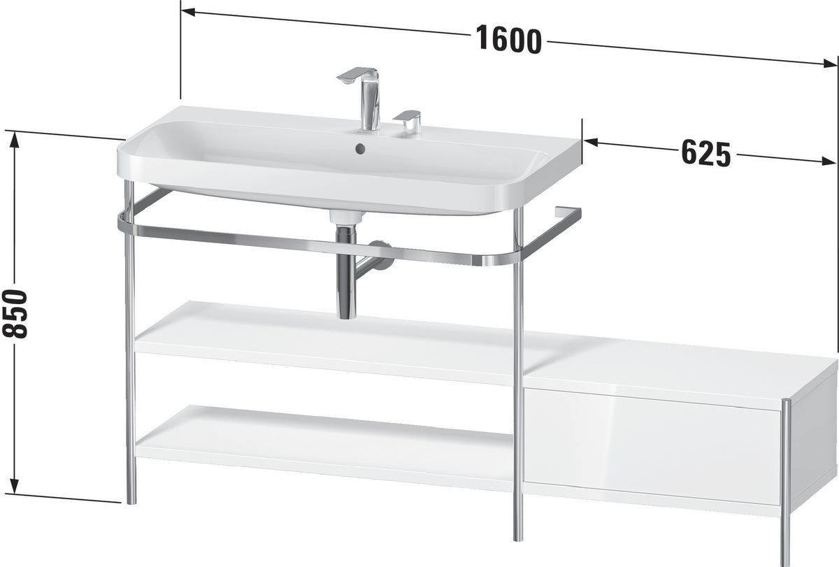 Duravit Happy D.2 Plus Waschtischunterbau 1600 mm mit Metallkonsole und Möbelwaschtisch
