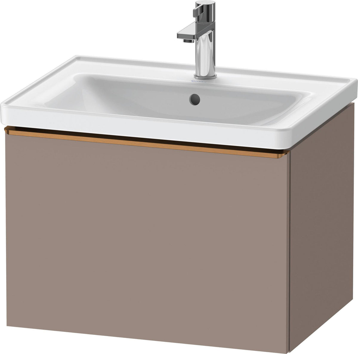 Duravit D-Neo Waschtischunterbau 634 mm betongrau matt mit Bronze-Griff und Soft-Close-Auszug