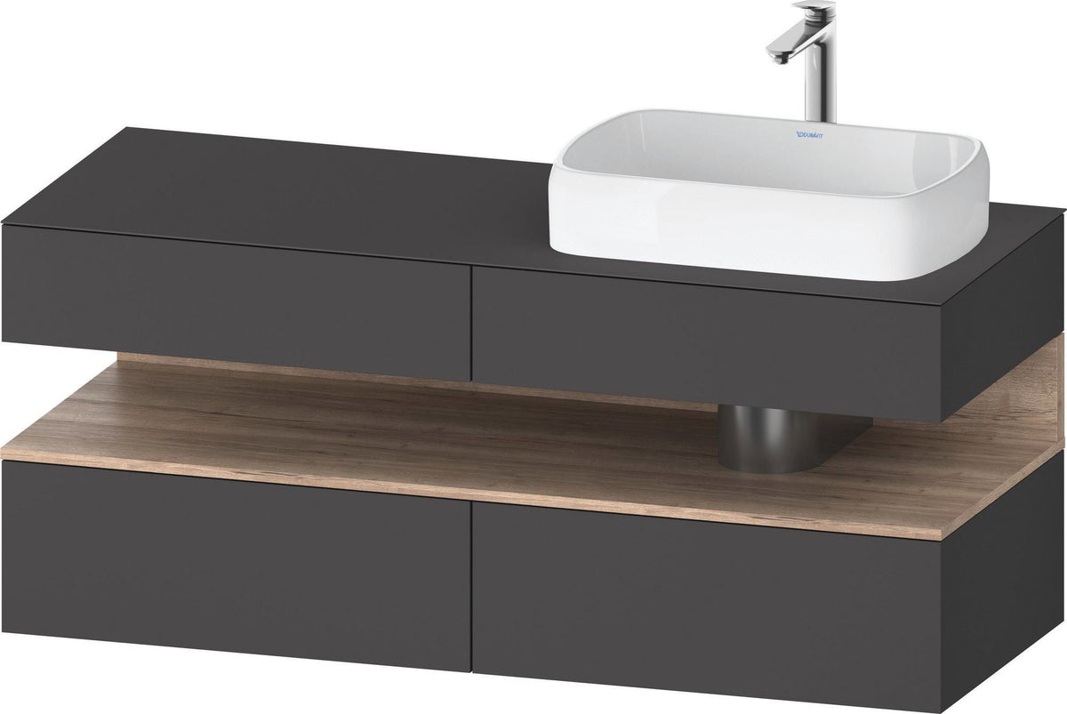 DURAVIT Qatego Konsolenwaschtischunterbau 1400 mm Weiß Matt Eiche Schwarz Matt wandhängend