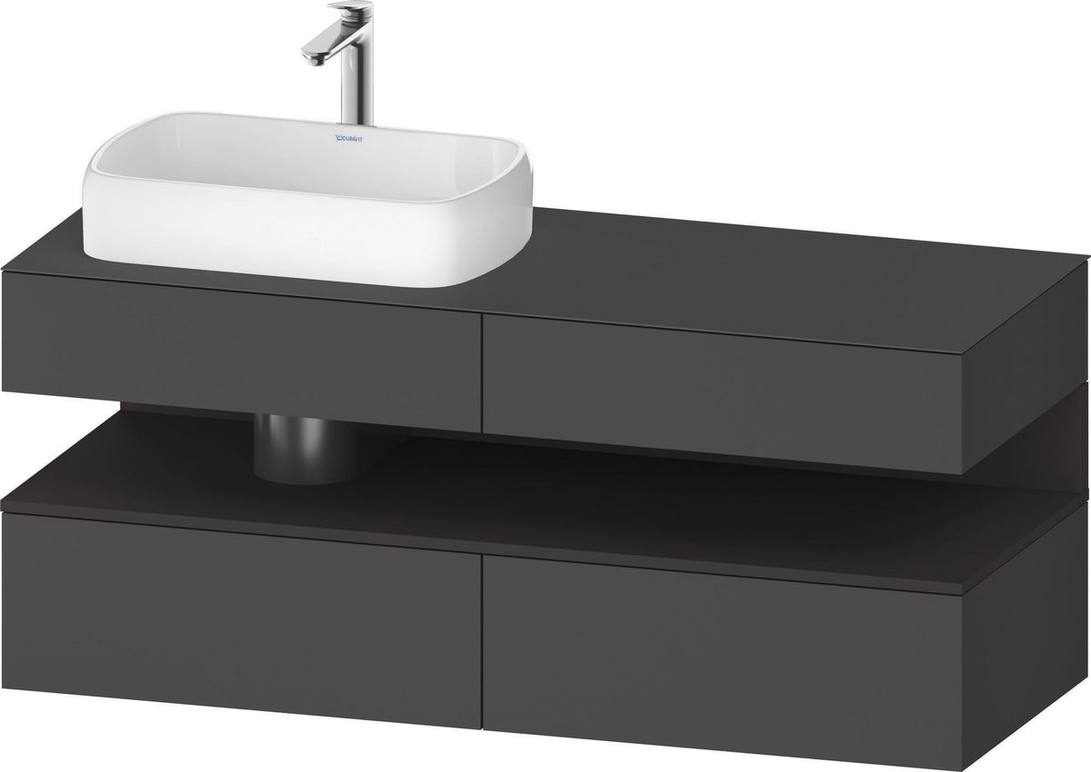 Duravit Qatego Konsolenwaschtischunterbau 1400 mm weiß hochglanz mit Eiche schwarz Nische