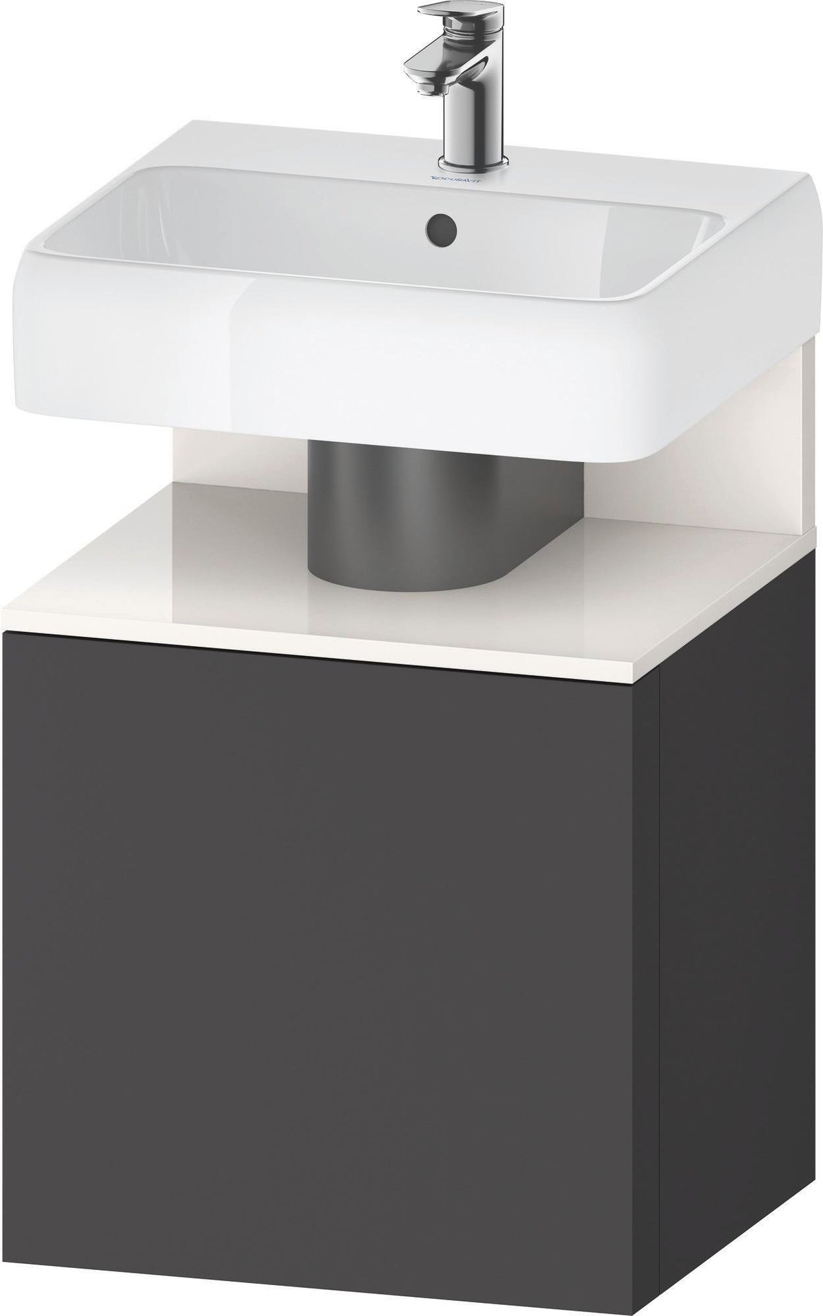 DURAVIT Qatego Waschtischunterbau 490 mm wandhängend, 1 Tür links, Weiß Matt mit Eiche Schwarz Nische