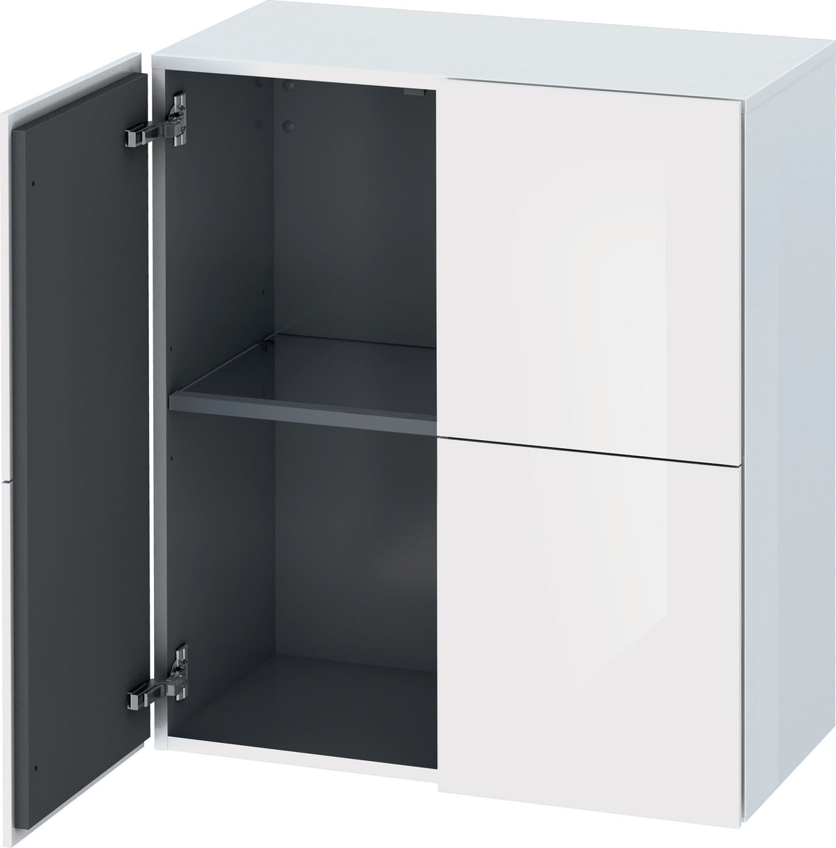 DURAVIT L-Cube Halbhochschrank 363x700x800mm, 2 Türen, schwarz hochglanz, wandhängend