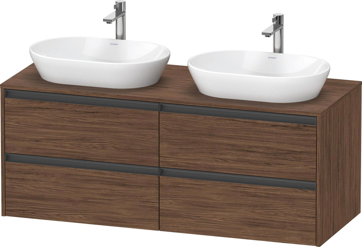 Duravit Ketho.2 Waschtischunterbau 1400 mm betongrau matt mit 4 Schubkästen