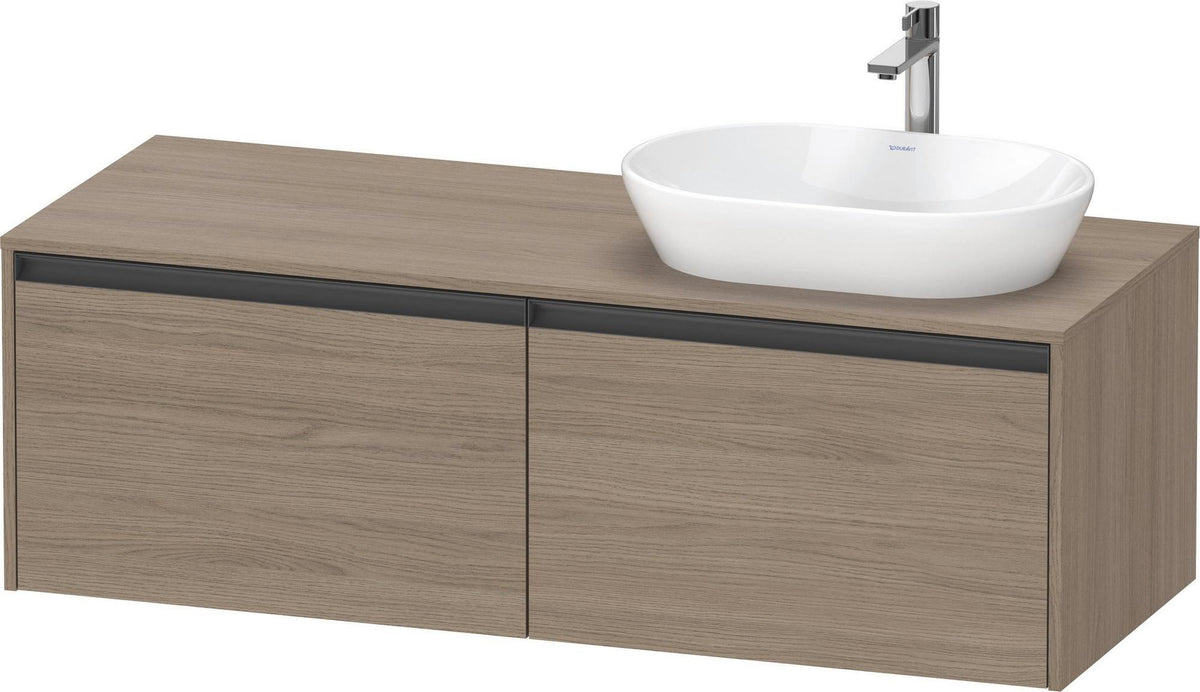 DURAVIT Ketho.2 Konsolen-Waschtischunterbau 1400 mm Eiche Terra mit 2 Auszügen