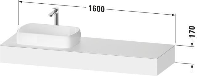 DURAVIT Qatego Konsole Studio F. A. Porsche 1400 mm wandhängend mit Ausschnitt links