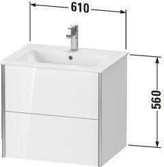 Duravit Waschtischunterbau XVIU 610x560x480mm 2 Schubkästen Ahorn Mitte s-matt