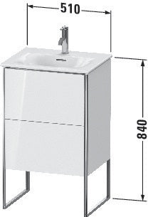 Duravit XSQUARE Waschtischunterbau 840 mm weiß matt – 2 Auszüge mit Tip-On-Technik