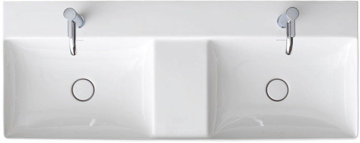 Duravit DuraSquare Doppel-Waschtisch 1200 mm, weiß, ohne Überlauf, mit 2 Hahnlöchern