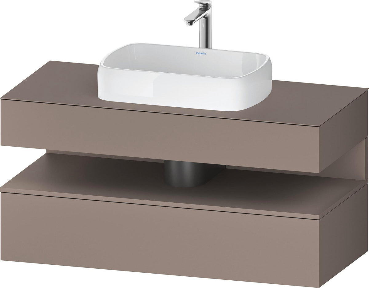 Duravit Qatego Konsolenwaschtischunterbau 1200 mm Weiß Matt mit Eiche Terra Nische und Tip-On Technik