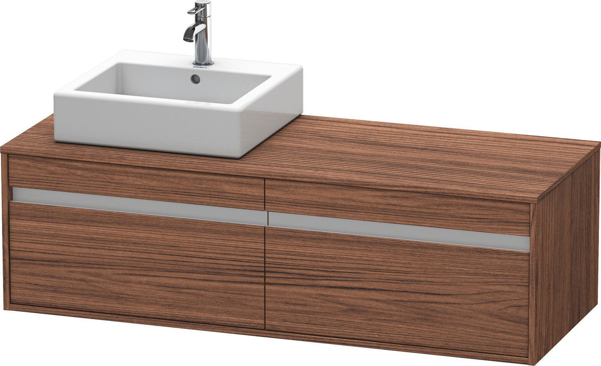 Duravit Ketho Waschtischunterbau wandhängend 1400 mm, 2 Auszüge, weiß matt, Becken links