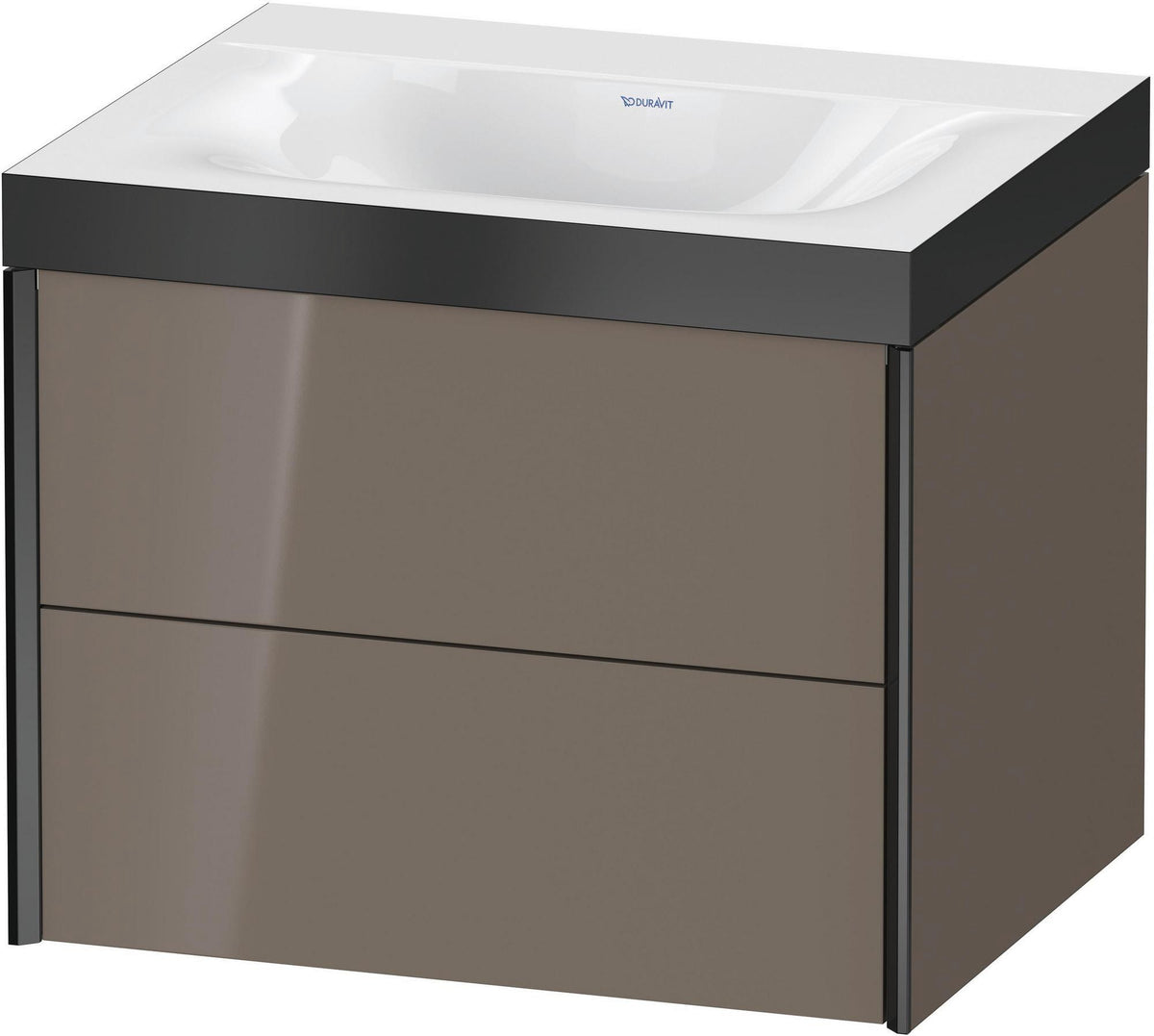 Duravit XViu c-bonded Waschtischunterbauset 600 mm, 2 Schubkästen, schwarz matt / dolomiti grey
