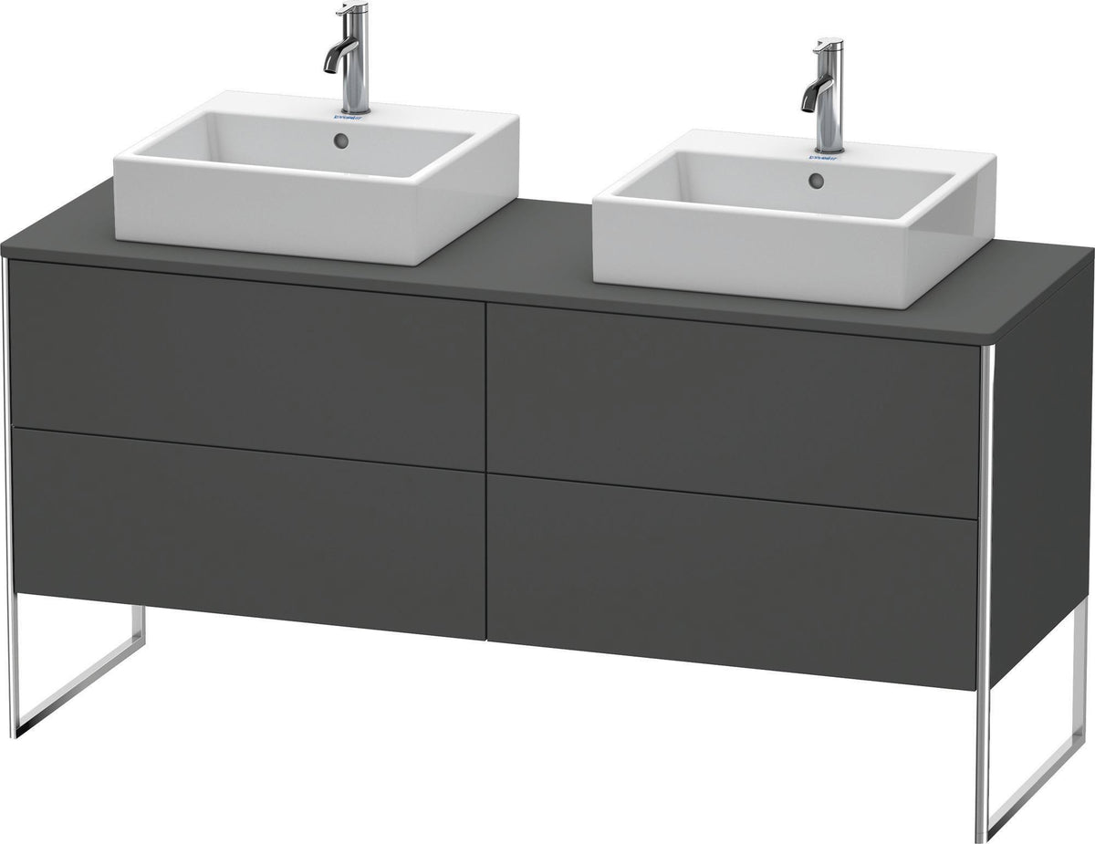 DURAVIT XSquare Waschtischunterbau 1600 mm betongrau matt, 4 Schubkästen, Tip-On, bodenstehend