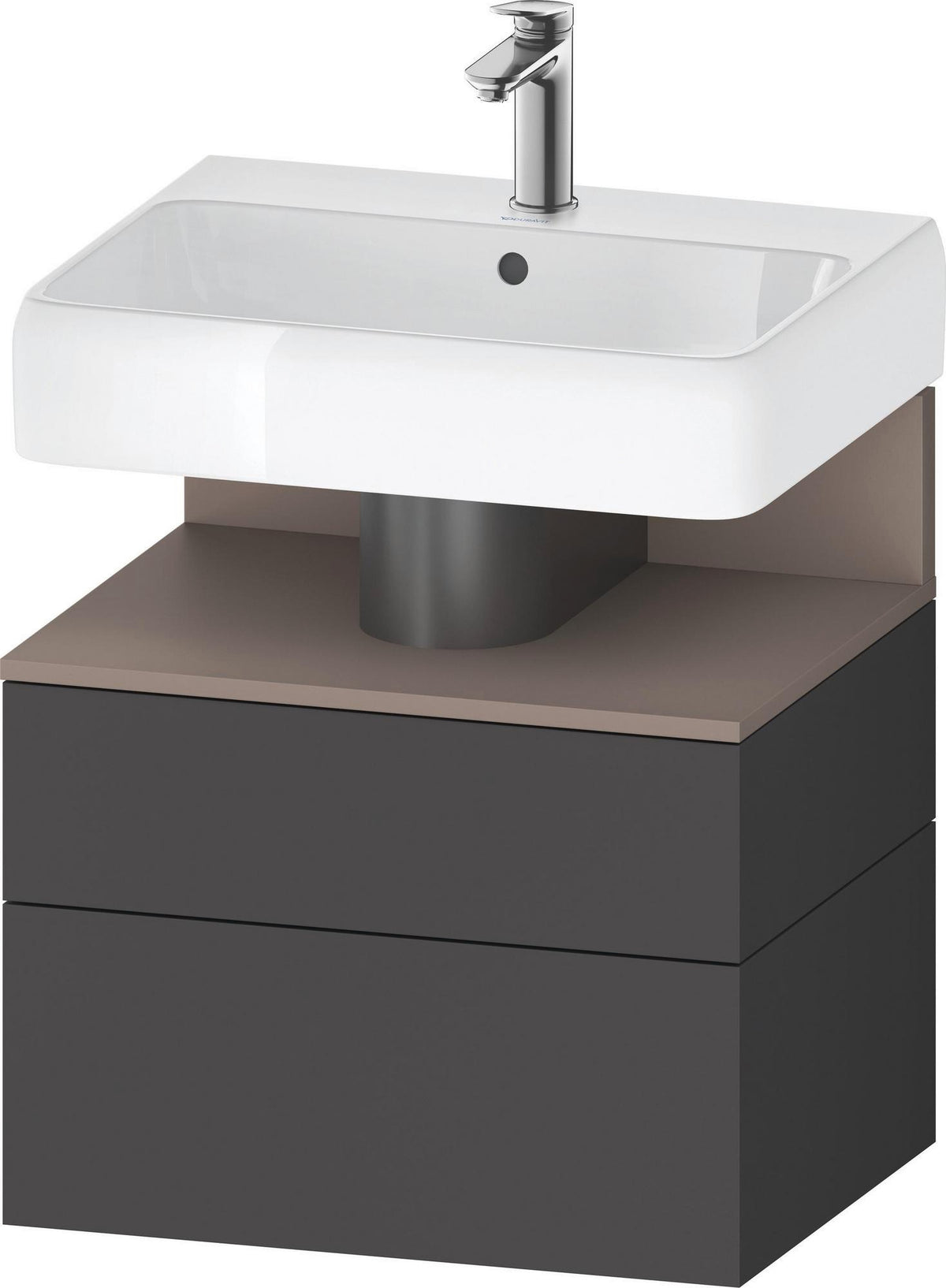 DURAVIT Qatego Waschtischunterbau 590 mm wandhängend, 1 Auszug, weiß Hochglanz, Nische Eiche Schwarz