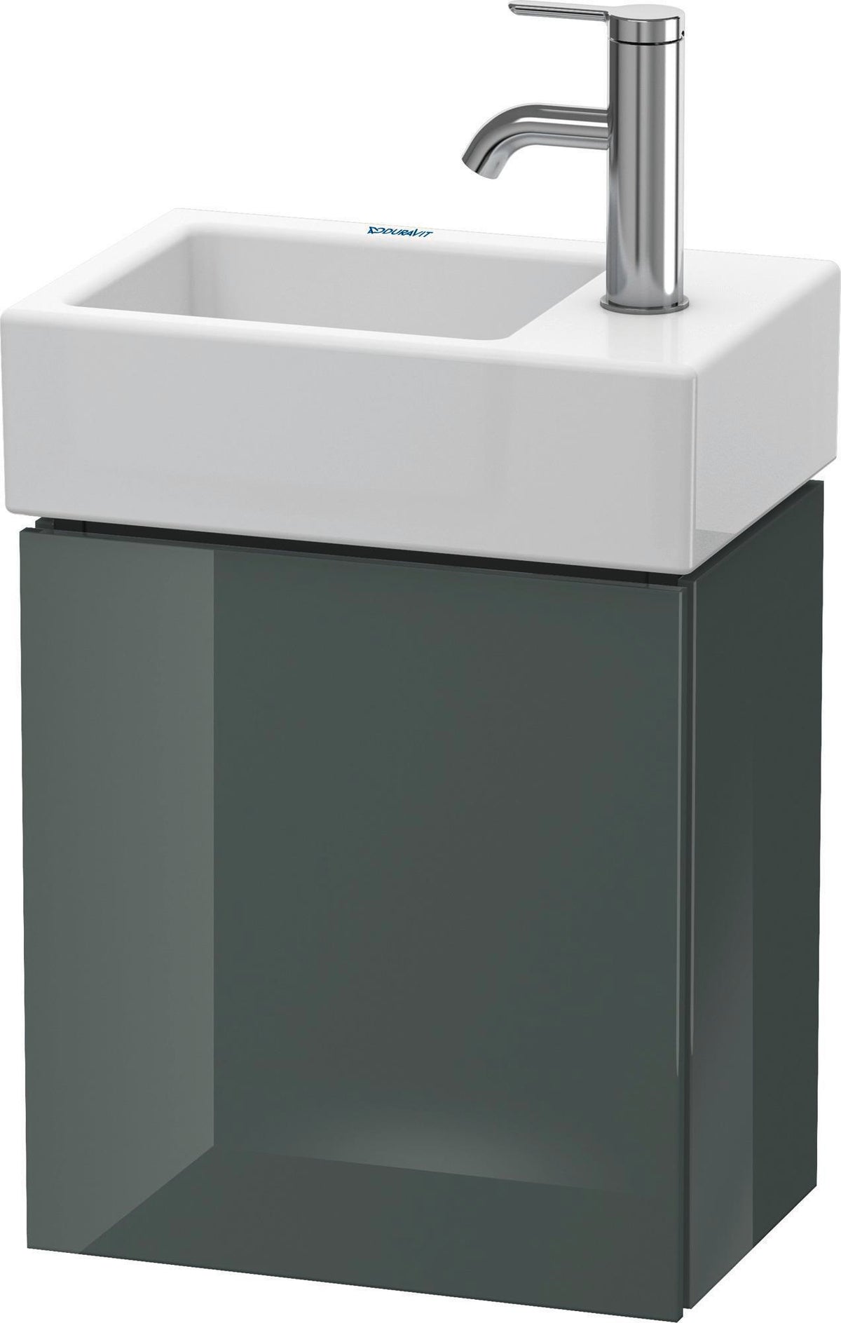 Duravit L-Cube Waschtischunterbau 400 mm Amerikanischer Nussbaum, 1 Tür links, wandhängend, mit Dämpfung