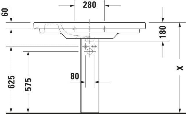 Duravit D-Code Möbelwaschtisch 1050 mm Weiß mit Überlauf und Hahnlochbank – Wandhängend