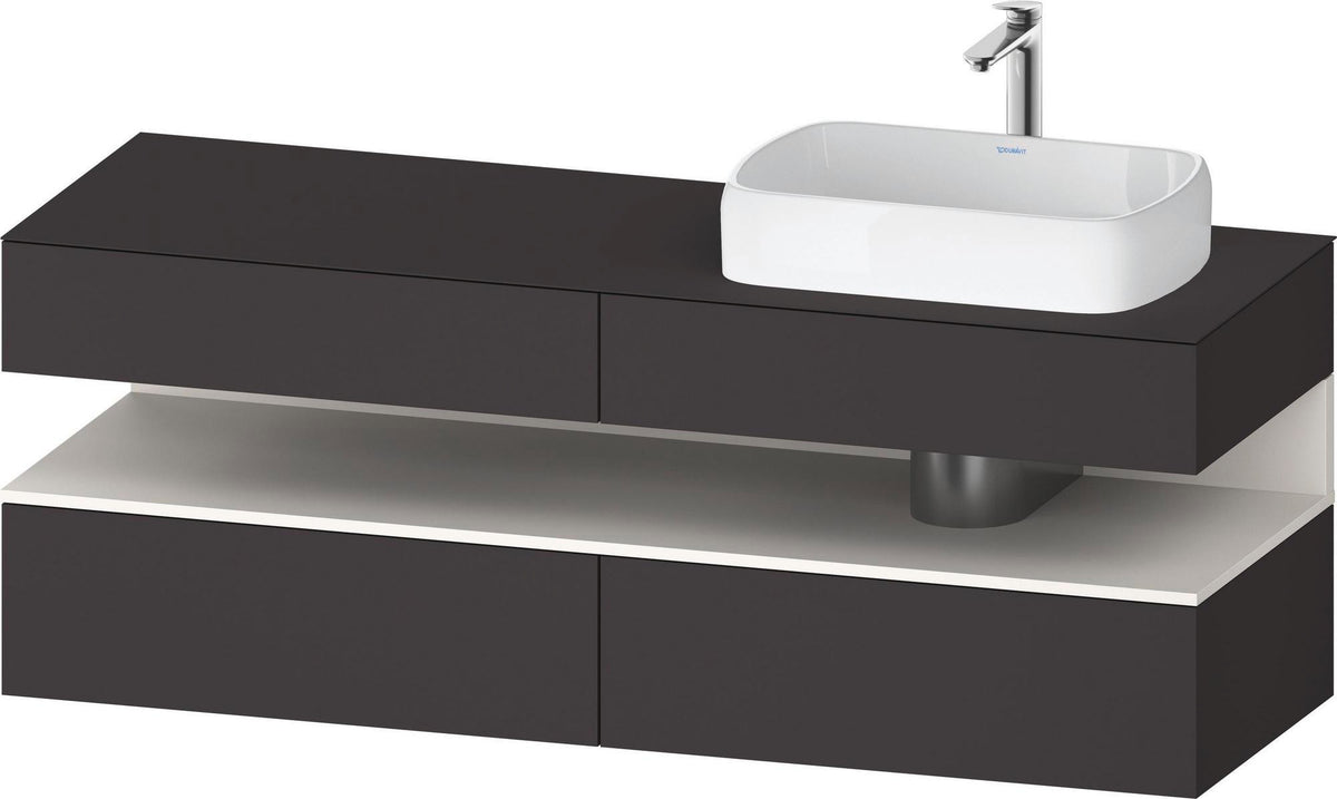 Duravit Qatego Konsolenwaschtischunterbau 1600 mm Weiß Hochglanz mit Eiche Schwarz Nische