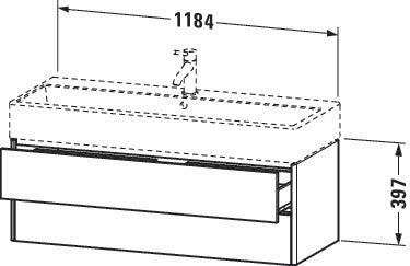 Duravit XSquare Waschtischunterbau 1184 mm mit 2 Schubkästen in Steingrau matt