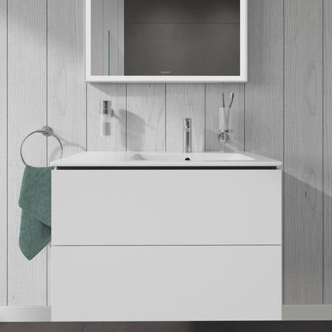 DURAVIT L-Cube Waschtischunterbau 820 mm wandhängend, 2 Schubkästen, Becken rechts, Betongrau Matt