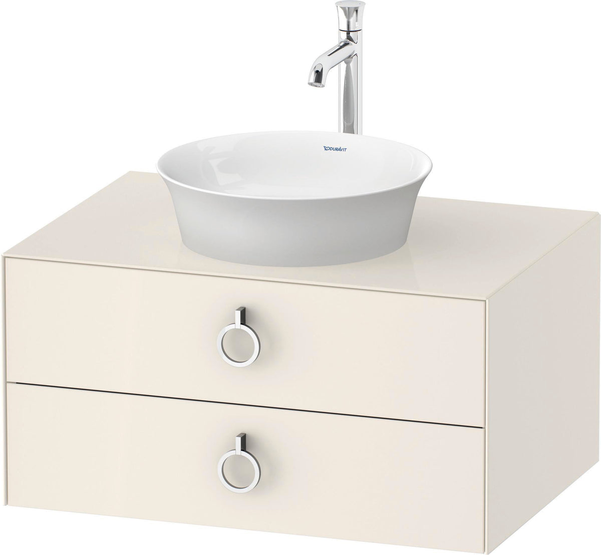 DURAVIT White Tulip Waschtischunterbau 800 mm, wandhängend, 2 Schubkästen, Nussbaum/Taupe Hochglanz