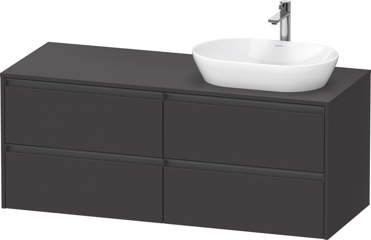 Duravit Ketho.2 Waschtischunterbau 1400 mm betongrau matt mit 4 Schubkästen