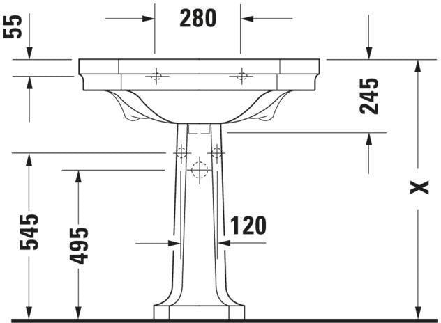 Duravit Waschtisch Serie 1930 600 mm mit Überlauf, 1 Hahnloch, WonderGliss, weiß