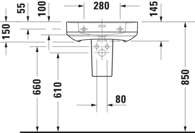 DURAVIT Waschtisch Soleil by Starck 550 mm Weiß mit Überlauf, 1 Hahnloch, Wandhängend