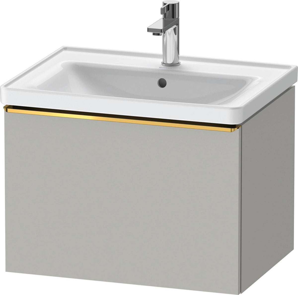 Duravit D-Neo Waschtischunterbau 634 mm betongrau matt mit Bronze-Griff und Soft-Close-Auszug