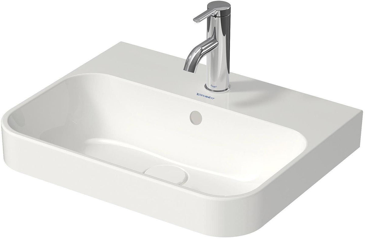 DURAVIT Aufsatzbecken Happy D.2 Plus 500 mm Weiß mit Überlauf und Hahnlochbank