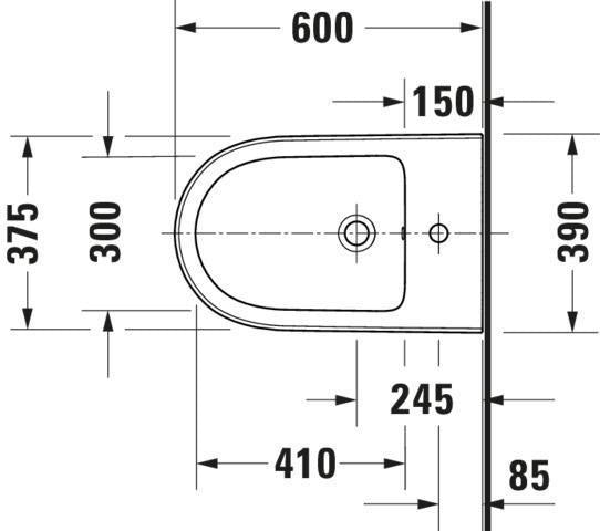 DURAVIT Qatego Stand Bidet 600 mm weiß mit Überlauf und antibakterieller Behandlung