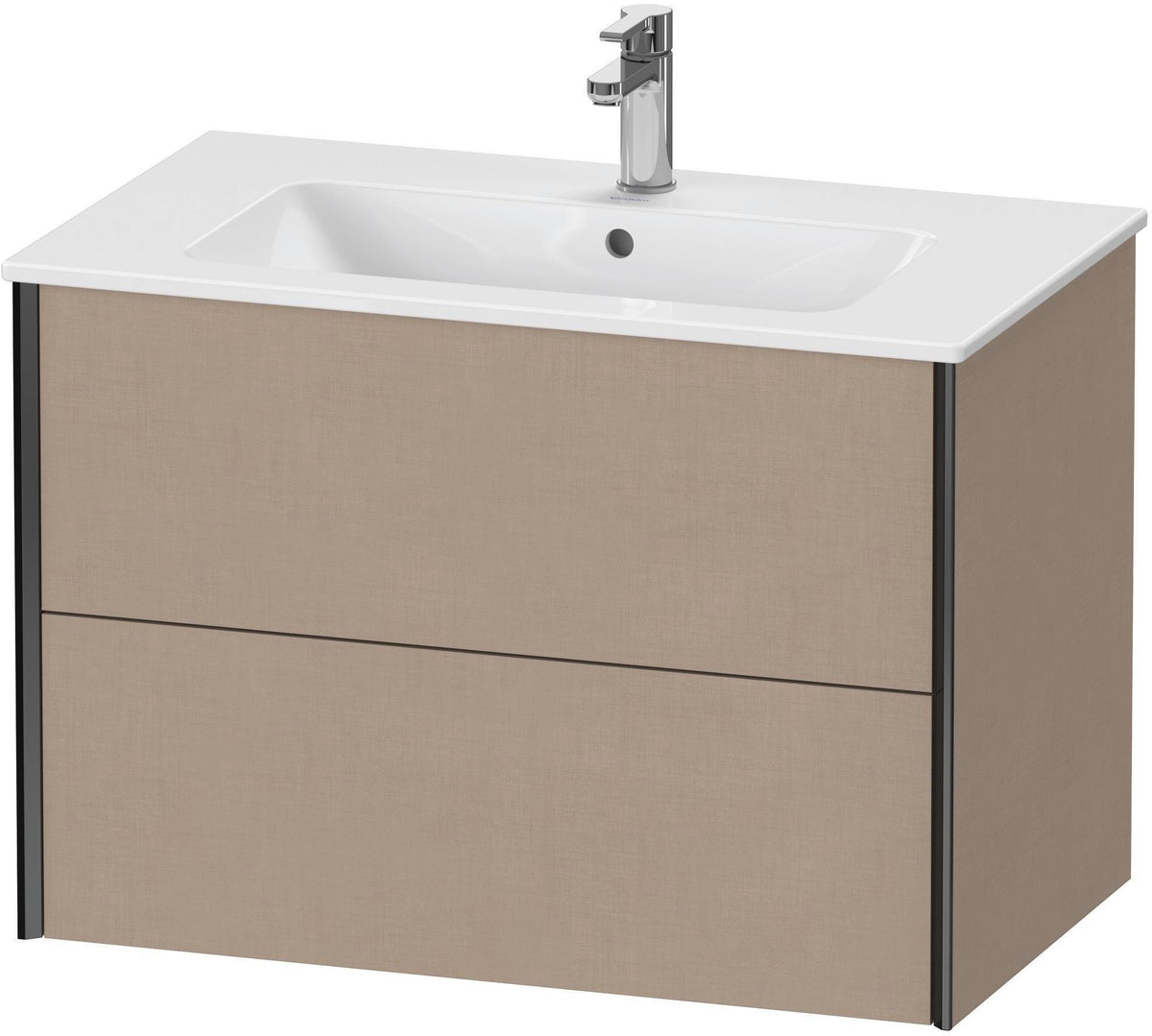 Duravit XViu Waschtischunterbau wandhängend 810 mm, 2 Schubkästen, champagner matt/weiß matt – ohne Griff, mit Tip-On-Technik