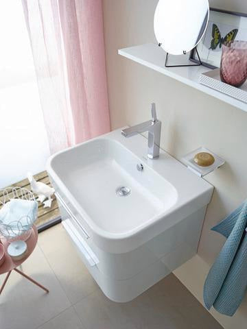 DURAVIT Möbelwaschtisch Happy D.2 600 mm mit Überlauf, 1 Hahnloch, geschliffen